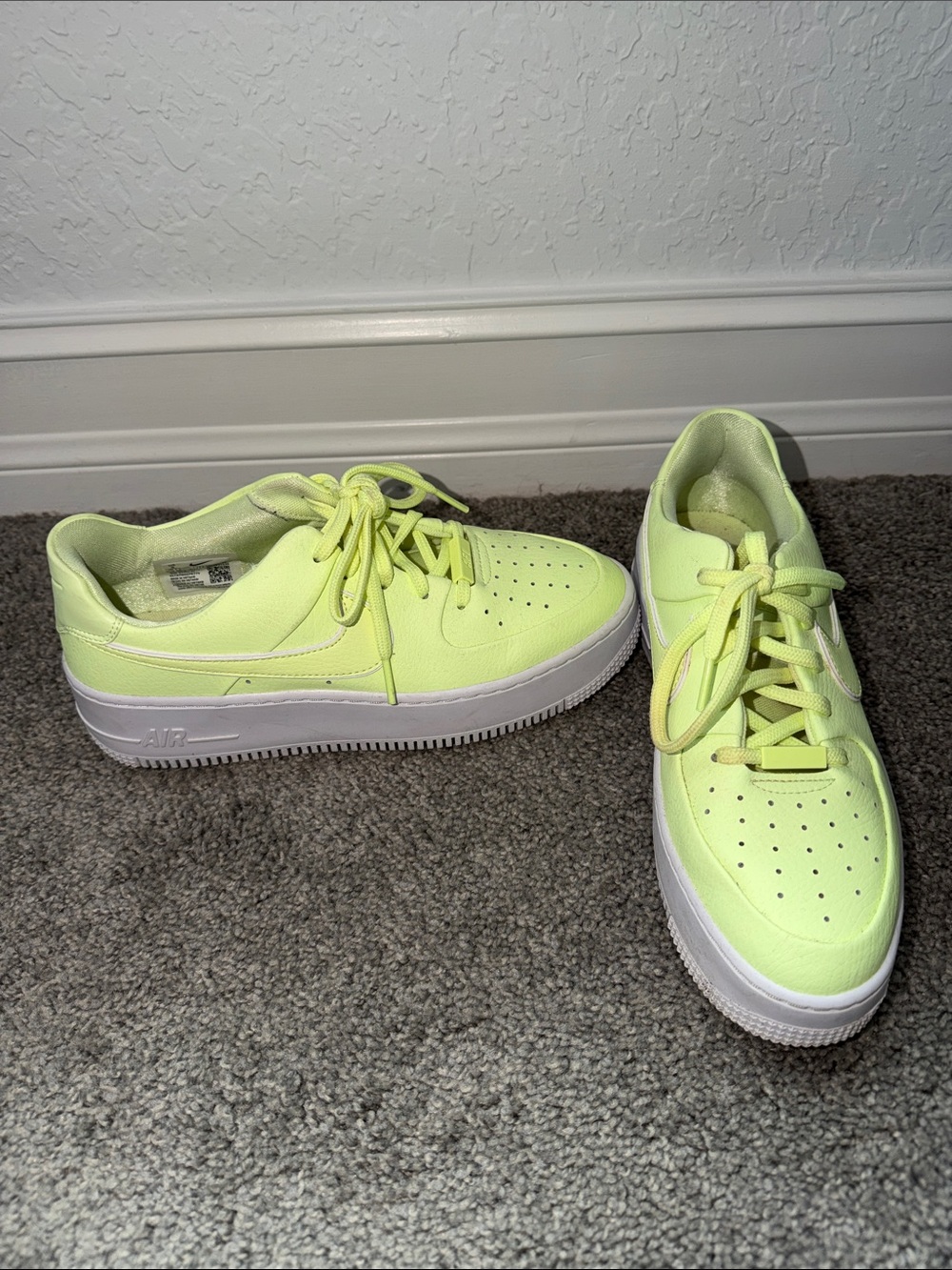 Nike Women's Neon Yellow Air Force 1 Low Sneakers